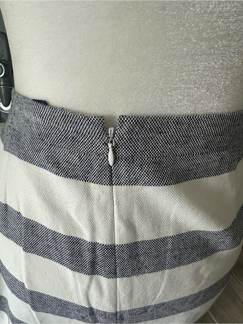 J. Crew Navy and White Striped A-Line Linen Skirt - Picture 3 of 6